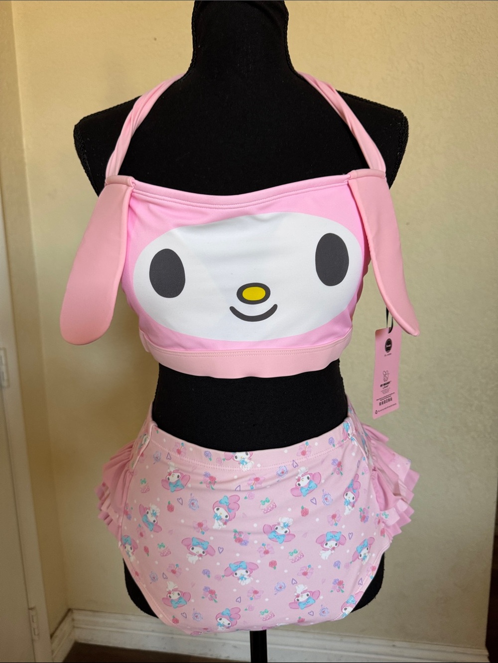 NWT Hot Topic My Melody Cute Bunny Bikini Set top size 0 bottoms size 1